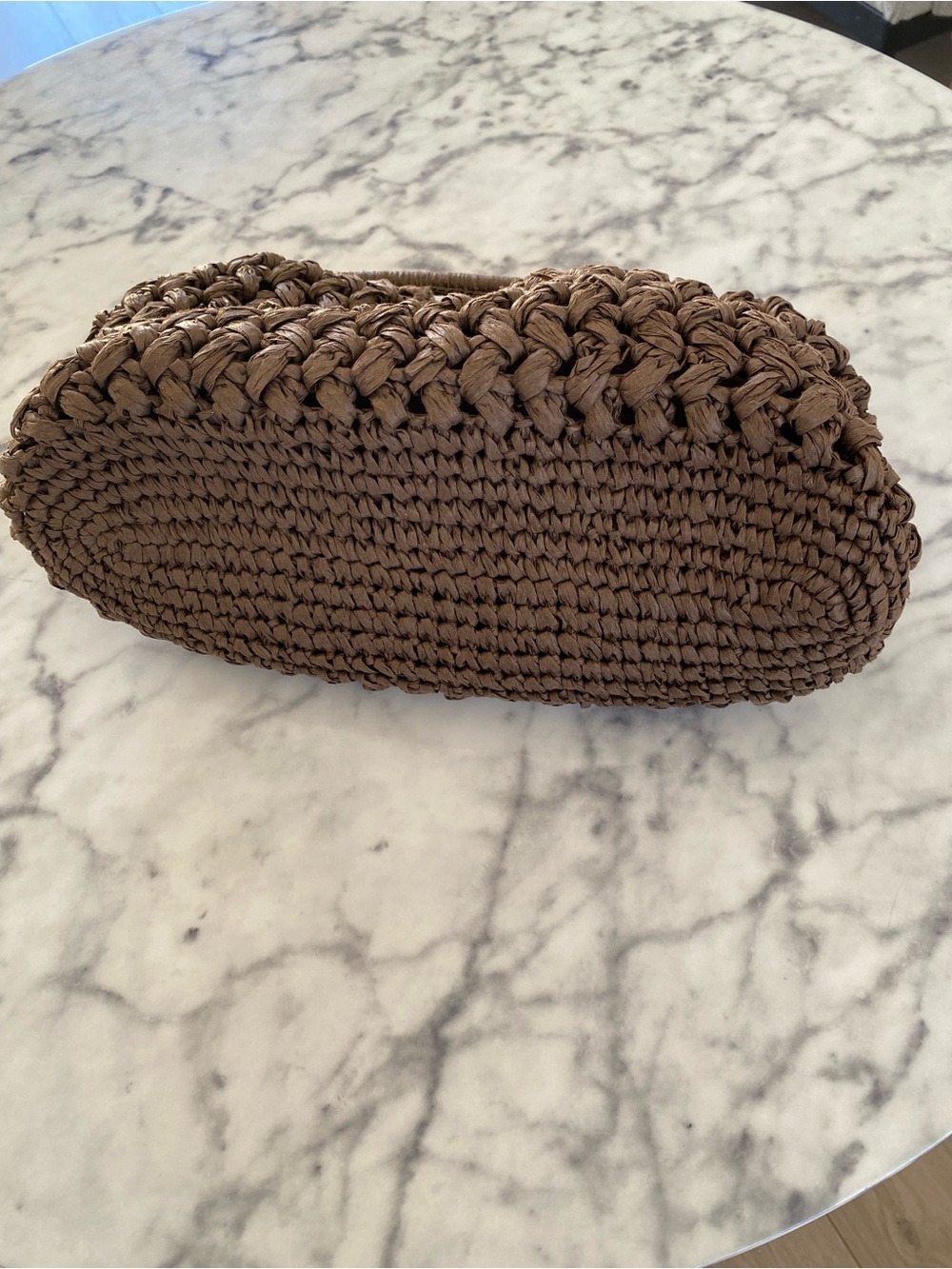 Anthropologie woven raffia brown shoulder bag / clutch removable chain - Picture 8 of 12